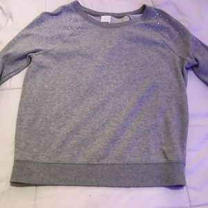 PINK grey jeweled sweatshirt